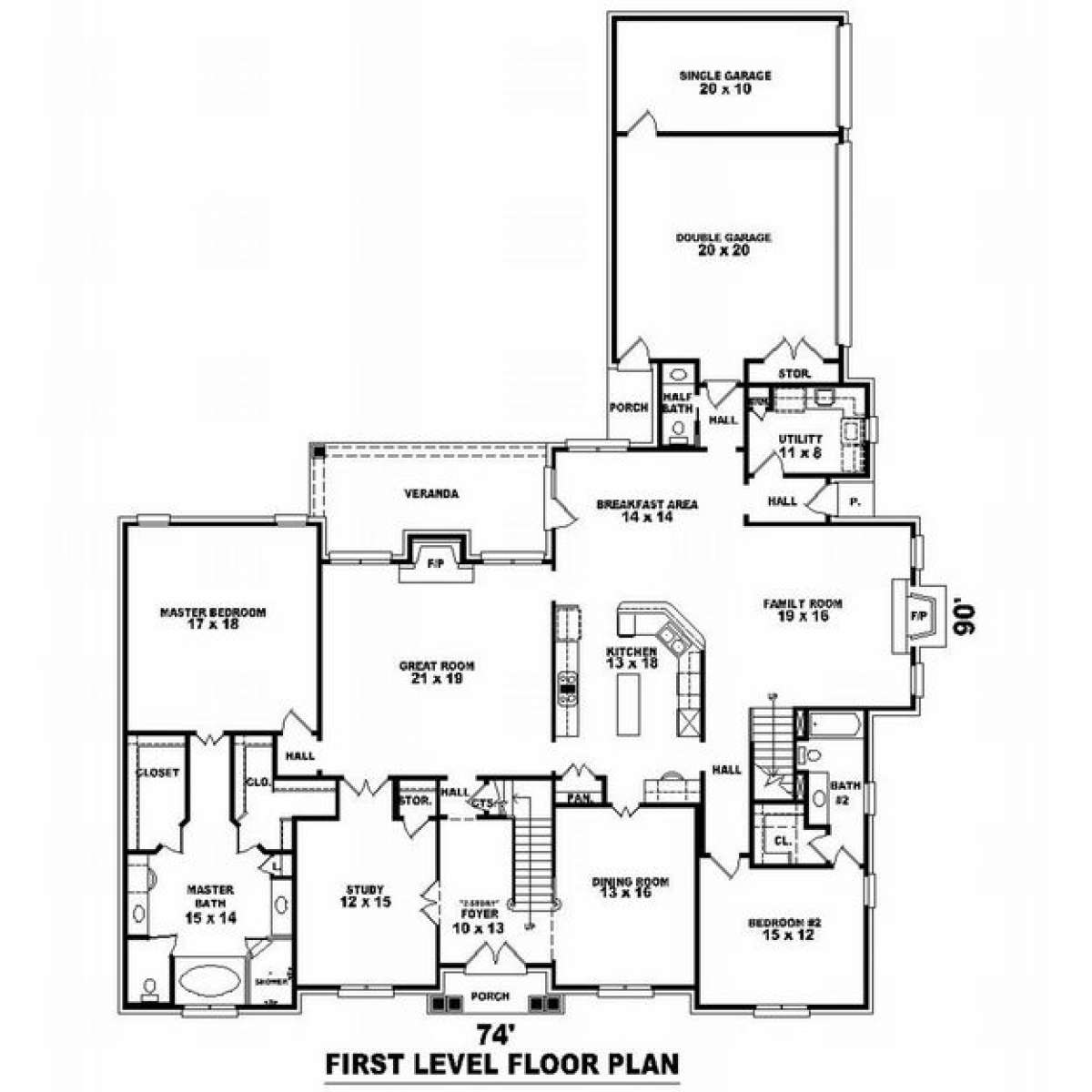 Floorplan 1 for House Plan #053-02163