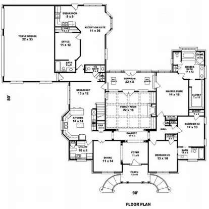 Floorplan 1 for House Plan #053-02167