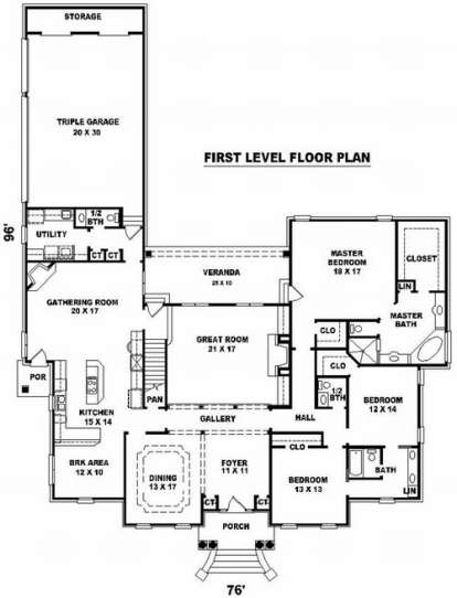 Floorplan 1 for House Plan #053-02170