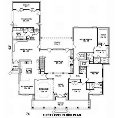Floorplan 1 for House Plan #053-02172