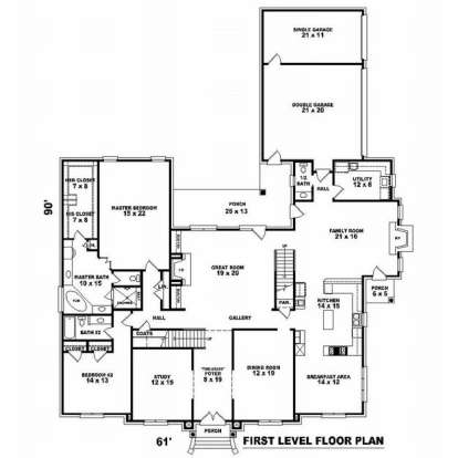 Floorplan 1 for House Plan #053-02174