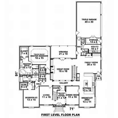 Floorplan 1 for House Plan #053-02177