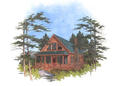 Cabin House Plan #036-00039 Elevation Photo