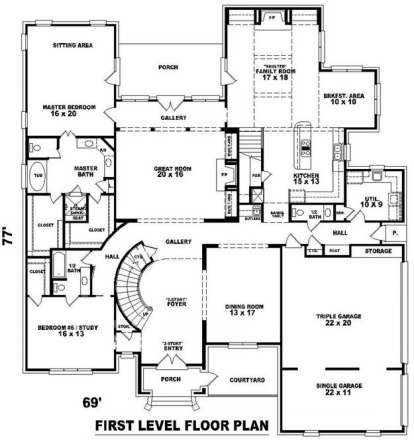 Floorplan 1 for House Plan #053-02179