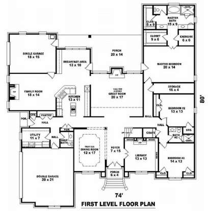 Floorplan 1 for House Plan #053-02184