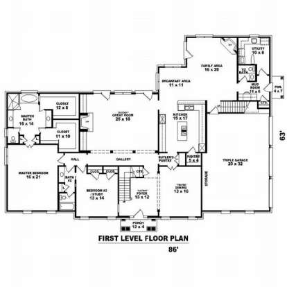 Floorplan 1 for House Plan #053-02185