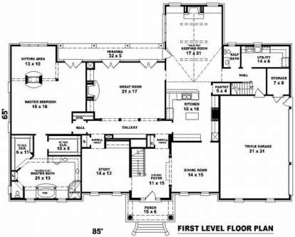 Floorplan 1 for House Plan #053-02187
