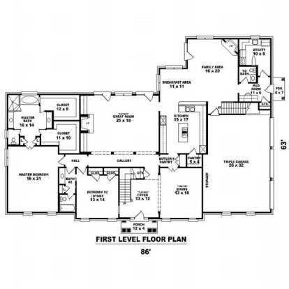 Floorplan 1 for House Plan #053-02190