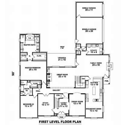 Floorplan 1 for House Plan #053-02196