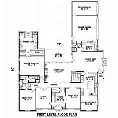 Floorplan 1 for House Plan #053-02198