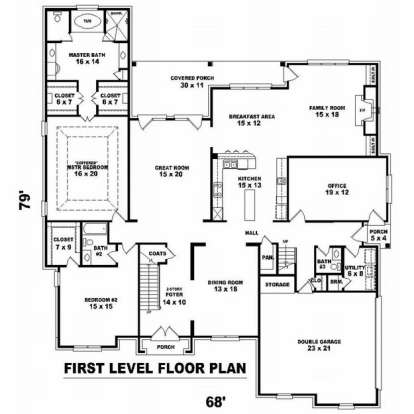 Floorplan 1 for House Plan #053-02199