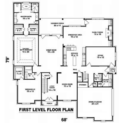 Floorplan 1 for House Plan #053-02200