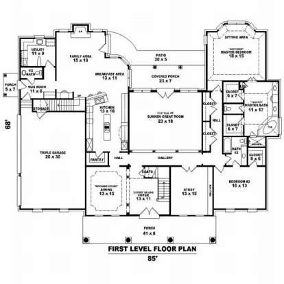 Floorplan 1 for House Plan #053-02204