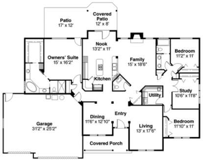 Floorplan 1 for House Plan #035-00312