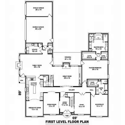 Floorplan 1 for House Plan #053-02214