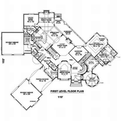 Floorplan 1 for House Plan #053-02232