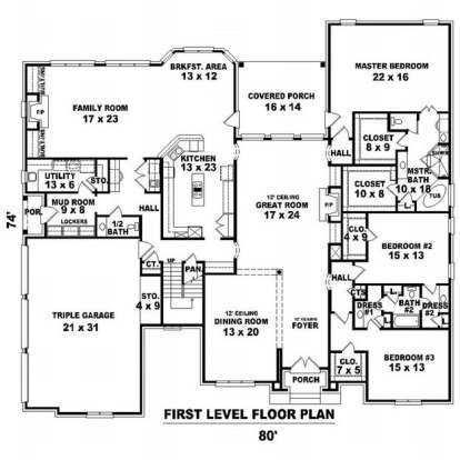 Floorplan 1 for House Plan #053-02241