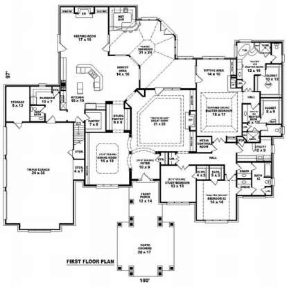 Floorplan 1 for House Plan #053-02251
