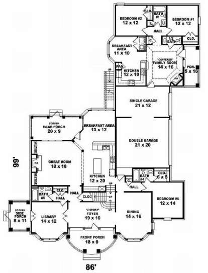 Floorplan 1 for House Plan #053-02267