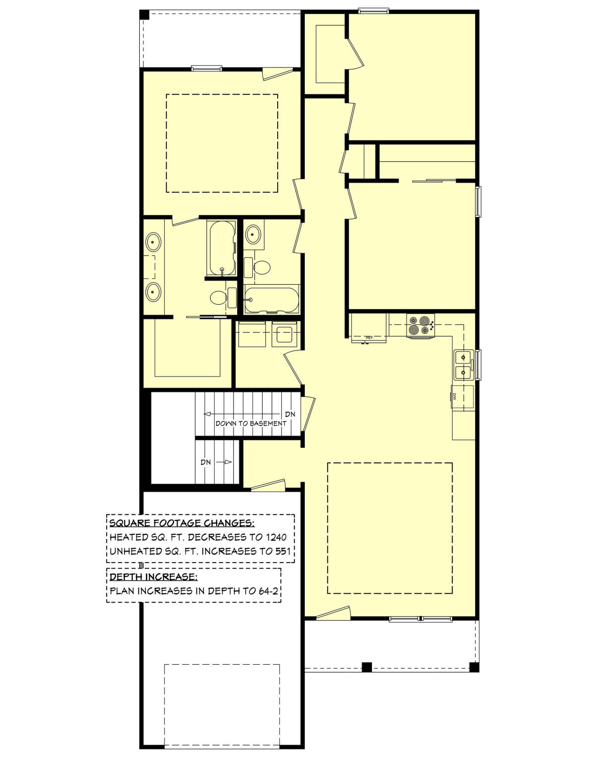 Main Floor w/ Basement Stairs Location for House Plan #041-00035