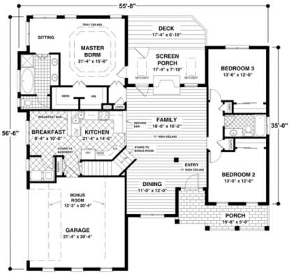 Floorplan for House Plan #036-00048