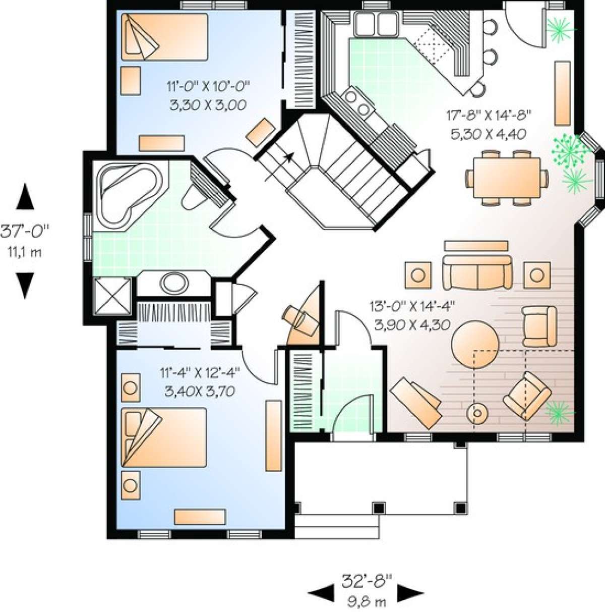 Floorplan 1 for House Plan #034-00264