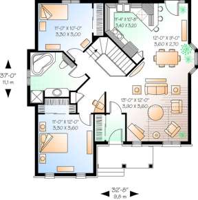 Floorplan 1 for House Plan #034-00266