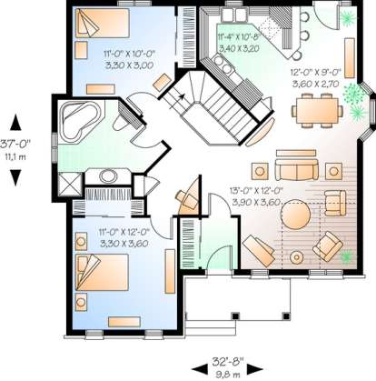 Floorplan1 for House Plan #034-00266