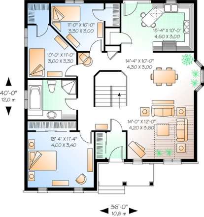 Floorplan 1 for House Plan #034-00268