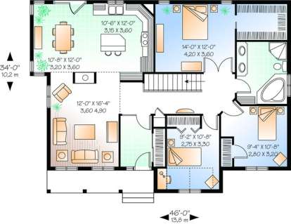 Floorplan 1 for House Plan #034-00280