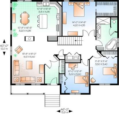Floorplan 1 for House Plan #034-00281