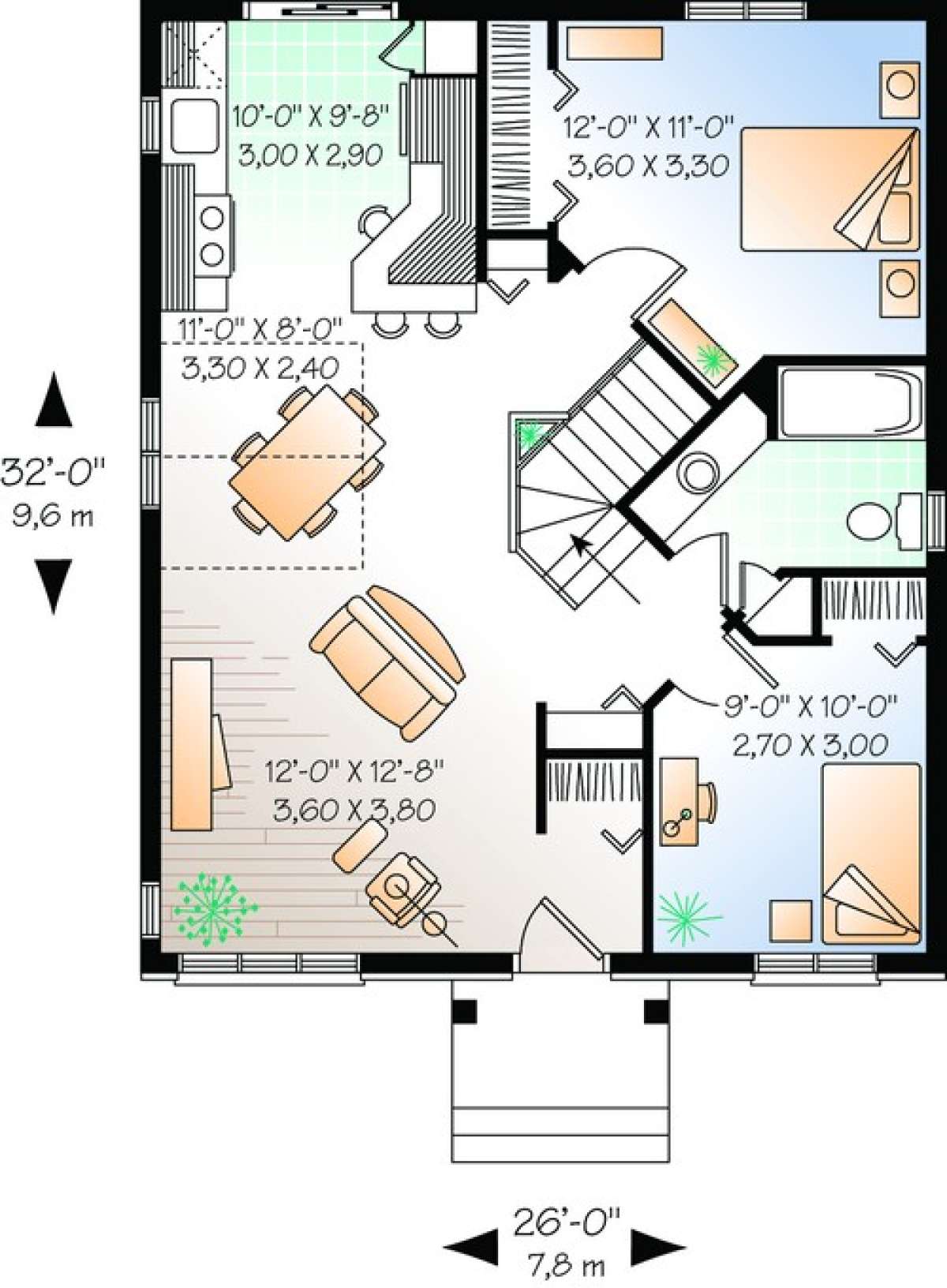 Floorplan 1 for House Plan #034-00282
