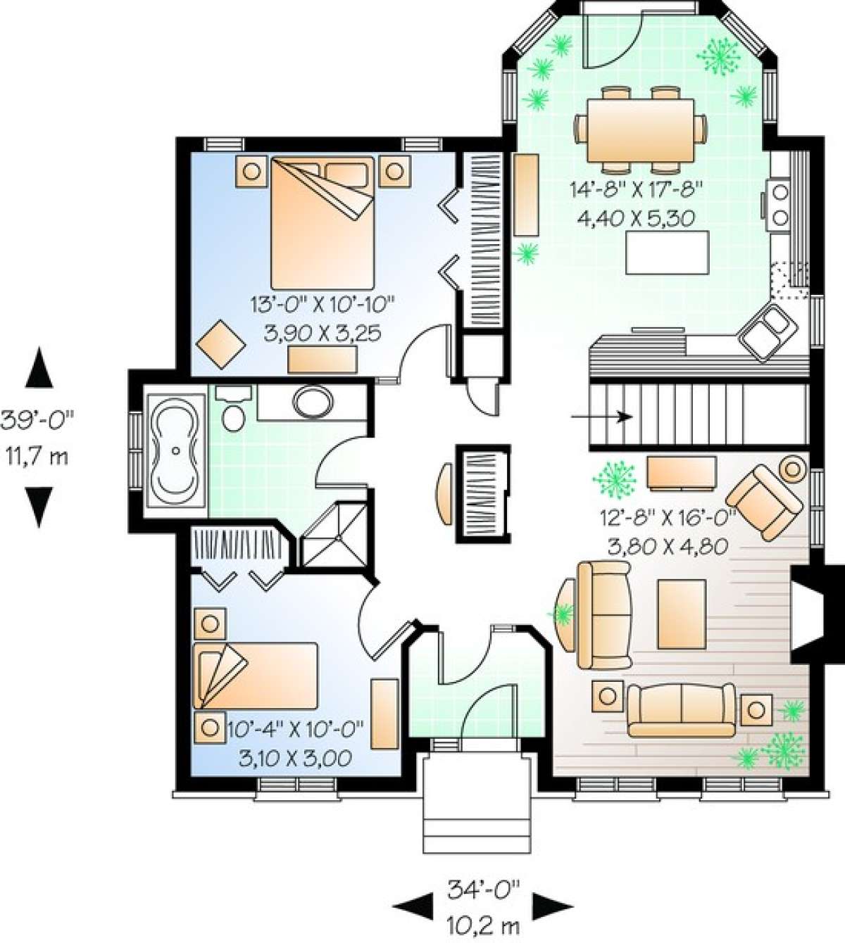 Floorplan 1 for House Plan #034-00285