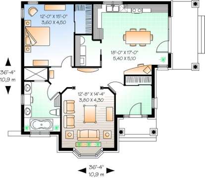 Floorplan 1 for House Plan #034-00294