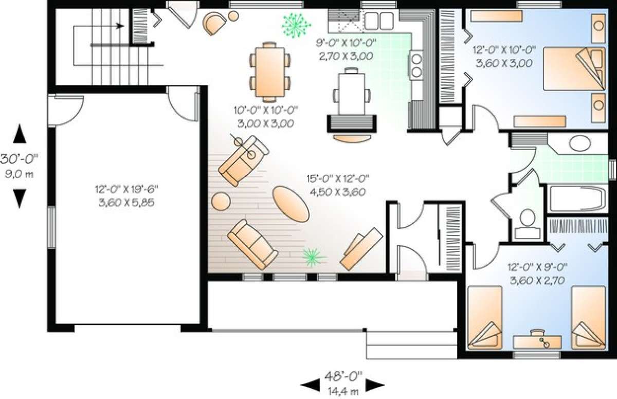 Floorplan 1 for House Plan #034-00304