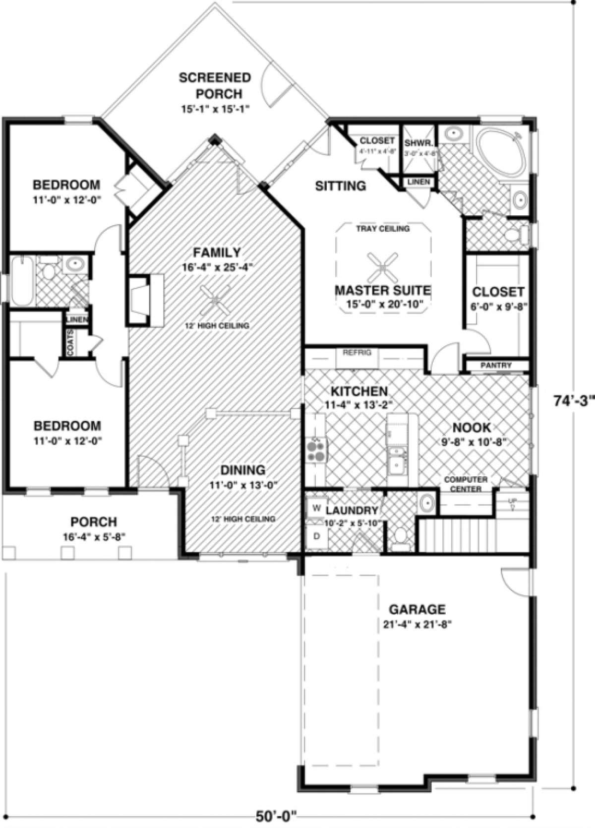First Floor for House Plan #036-00057