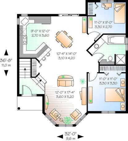 Floorplan 1 for House Plan #034-00336