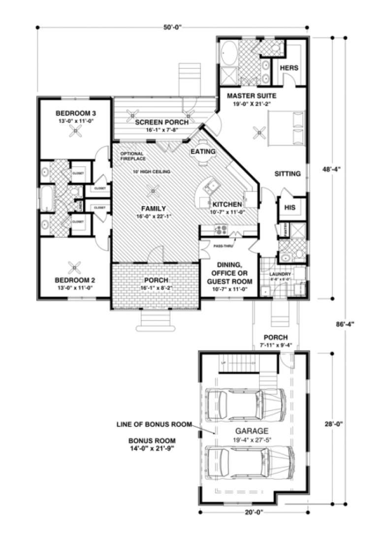 House Plan House Plan #1028 Drawing 1