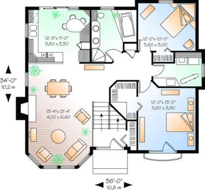 Floorplan 1 for House Plan #034-00350