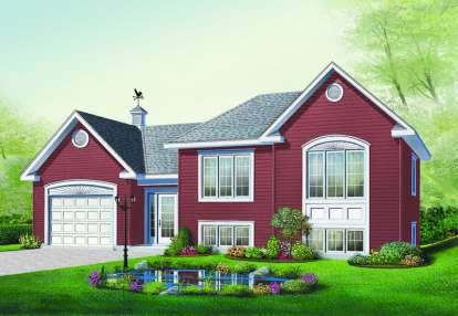 Split Foyer House Plan #034-00356 Elevation Photo