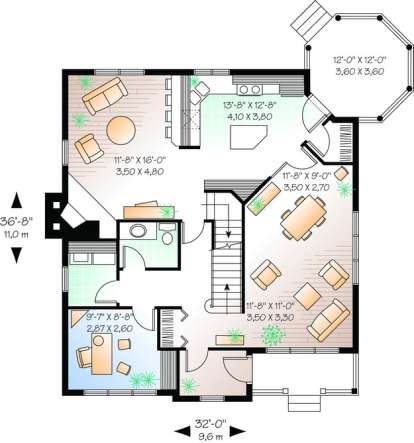 Floorplan 1 for House Plan #034-00370