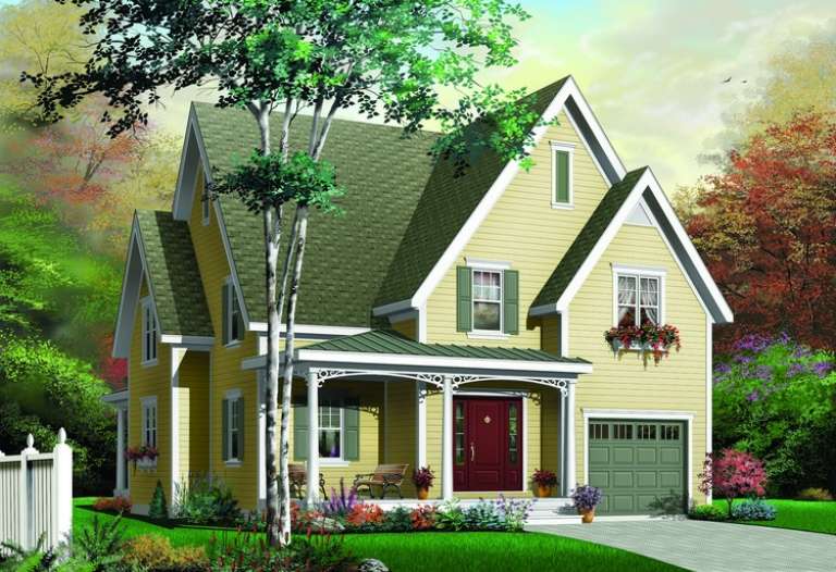 Narrow Lot House Plan #034-00393 Elevation Photo