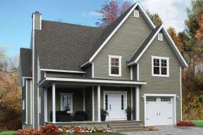 Narrow Lot House Plan #034-00393 Elevation Photo
