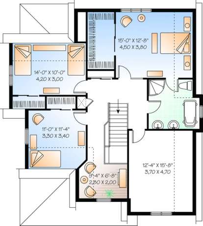 Second Floor for House Plan #034-00393