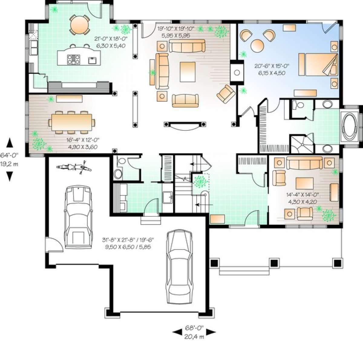 Floorplan 1 for House Plan #034-00407