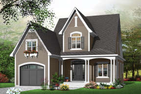 Narrow Lot House Plan #034-00411 Elevation Photo