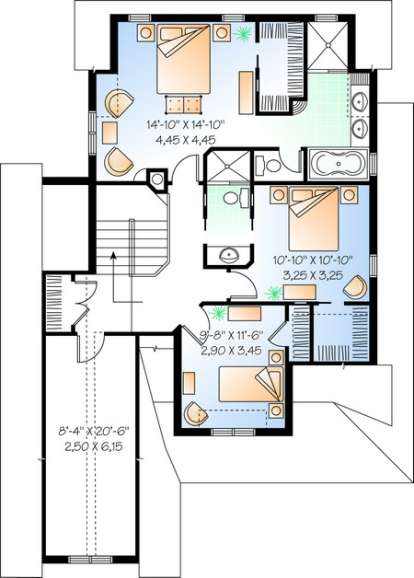 Second Floor for House Plan #034-00411