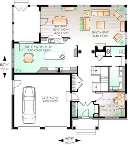 Floorplan 1 for House Plan #034-00413