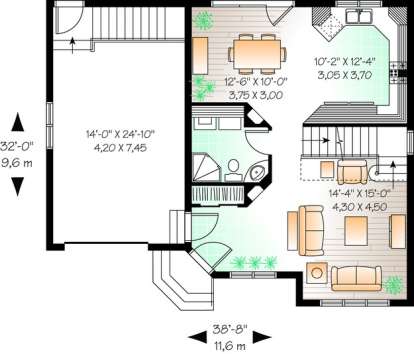 Floorplan 1 for House Plan #034-00422