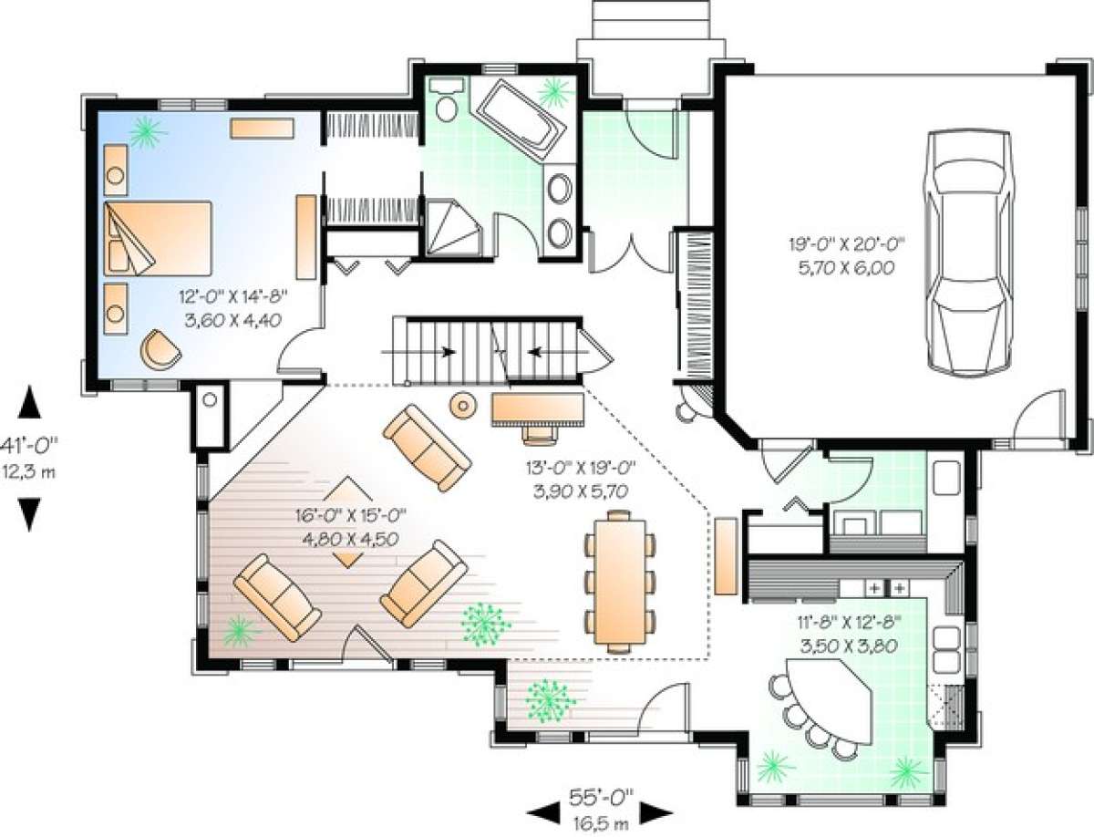 Floorplan 1 for House Plan #034-00425